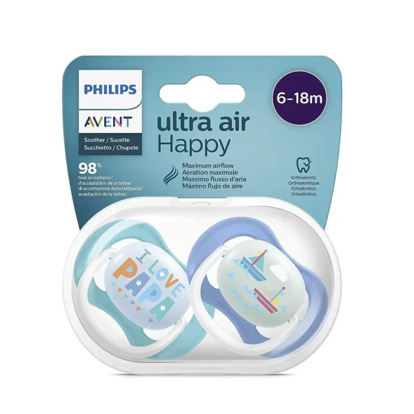Avent Ultra Air Animals Sucette Orthodontique 6-18M Garçon 2U