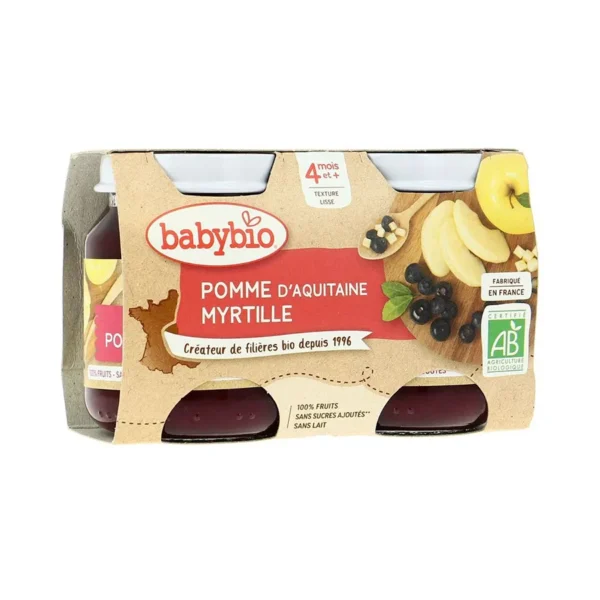 Babybio Petit Pot Bébé Pomme Et Myrtille 2X130G