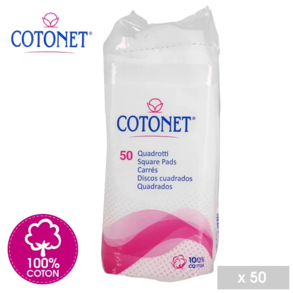 Cotonet Coton Carré Démaquillant 50Pcs