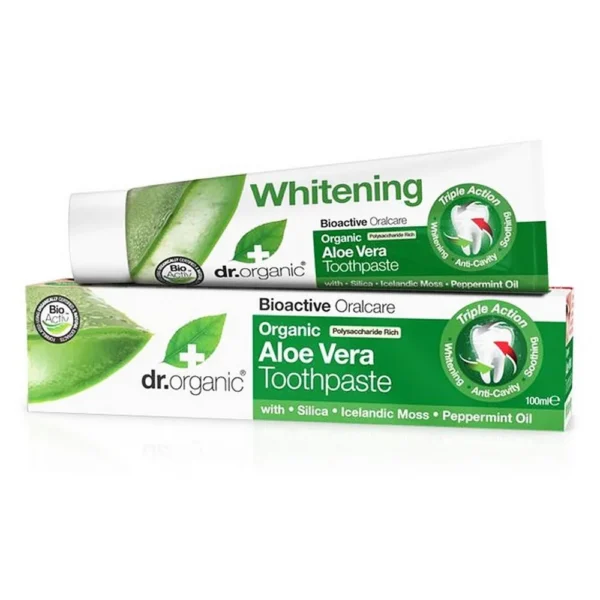 Dr Organic Dentifrice Aloe Vera Blanchissant Triple Action 100Ml