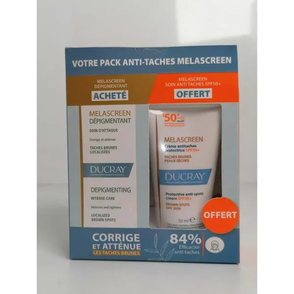 Ducray Melascreen Dépigmentant Soin D'Attaque 30Ml + Crème Antitaches Protectrice Spf50+ 50Ml Pack
