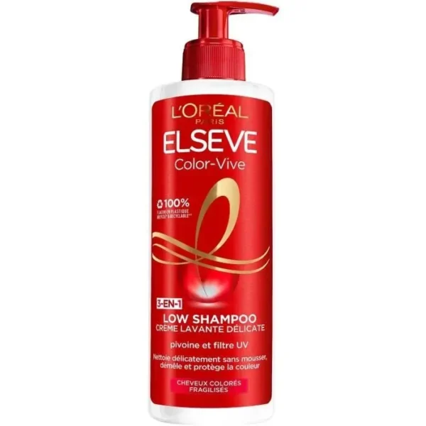 Elseve Color-Vive 3-En-1 Low Shampoo Crème Lavante Délicate 400Ml