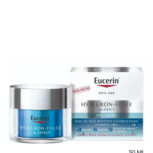 Eucerin Hyaluron-Filler + 3X Effect Gel-Crème Soin De Nuit Booster D'Hydratation 50Ml