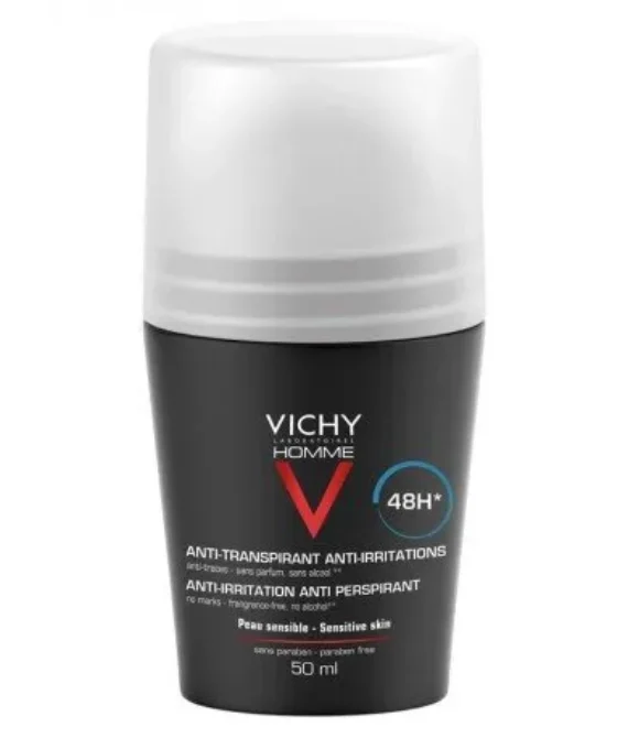 Vichy Homme Déodorant Anti-Transpirant Anti-Irritations Peau Sensible 50Ml