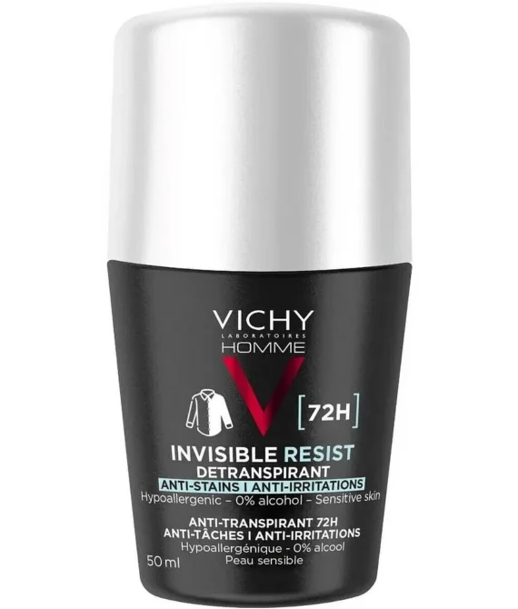 Vichy Homme Invisible Resist Dermo Détranspirant 72H Déodorant Roll-On 50Ml