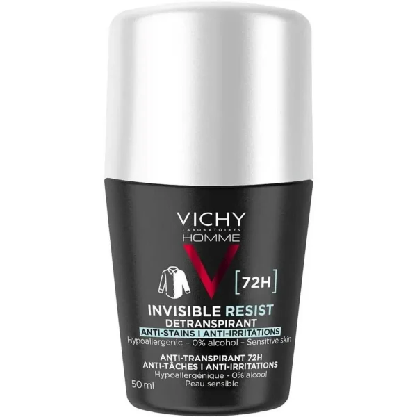 Vichy Homme Invisible Resist Dermo Détranspirant 72H Déodorant Roll-On 50Ml